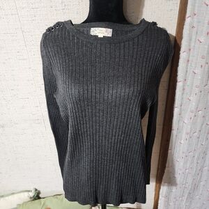 Pink Republic Charcoal Ribbed Knit Top
